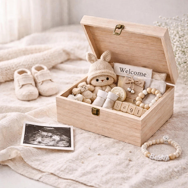 This personalized wooden keepsake box features an adorable underwater scene with cute sea animals including an octopus, seahorse, narwhal and pufferfish. Customized with your child’s name, it becomes a special place to store memories from babyhood and childhood.