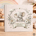 Personalized Baby Name Book Elephant – Custom Baby Album with Name – Floral Keepsake Book – Neutral Baby Girl Gift – Nursery Memory Book