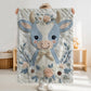 Babydecke im Stickerei Look • Kuh mit Blumen • Weiche Kuscheldecke • Kinderzimmer Deko • Babyparty Geschenk