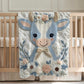 Babydecke im Stickerei Look • Kuh mit Blumen • Weiche Kuscheldecke • Kinderzimmer Deko • Babyparty Geschenk