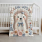 Hedgehog blanket with embroidered-look details in soft neutral colors. A cozy newborn blanket and timeless boutique baby gift.
