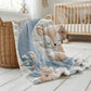 Personalized fox baby blanket with name - embroidered-look details in soft neutral colors. A cozy newborn blanket and timeless boutique baby gift.