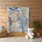 Personalized Safari baby blanket with name - embroidered look details in soft neutral colors. A cozy newborn blanket and timeless boutique baby gift.