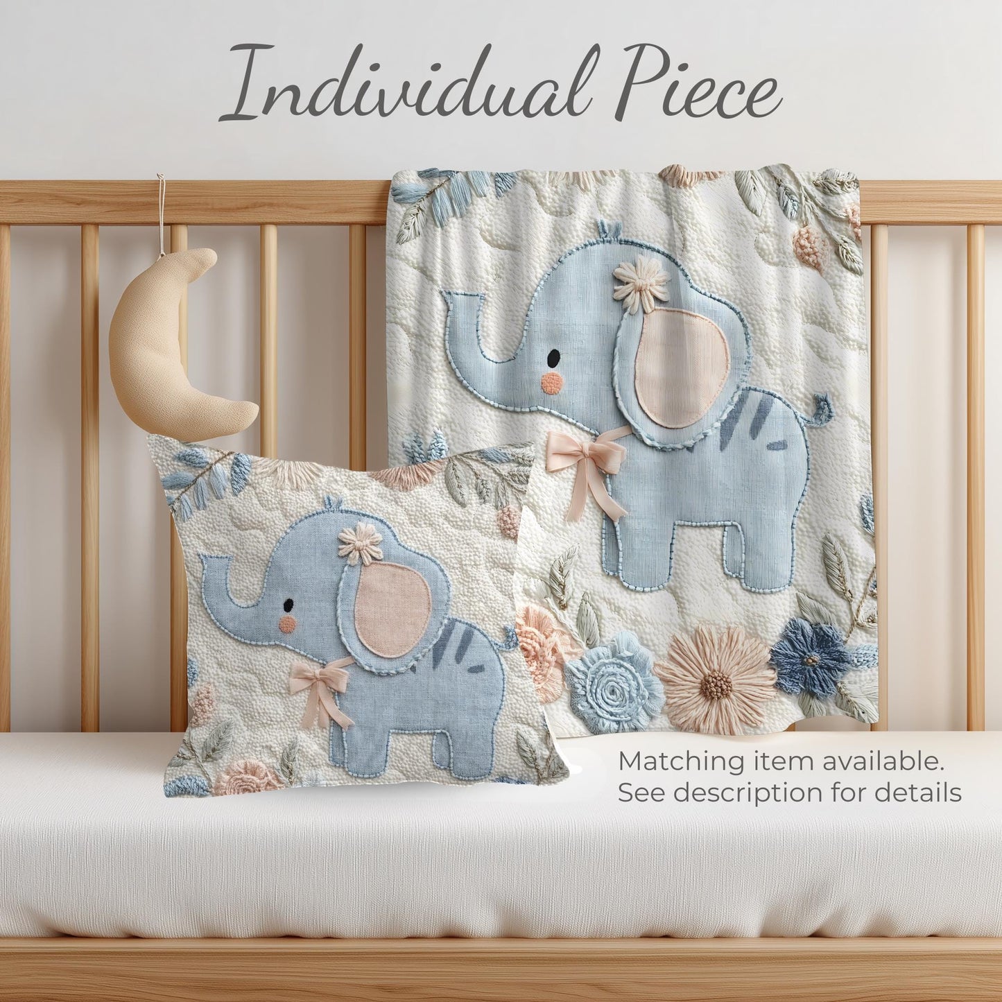 Embroidered Look Baby Blanket • Elephant Floral • Neutral Nursery Decor • Soft Newborn Blanket • Boutique Baby Gift