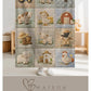 Personalized patchwork look baby blanket with farm quilt design in soft neutral colors. A cozy newborn blanket and timeless boutique baby gift.