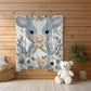 Babydecke im Stickerei Look • Kuh mit Blumen • Weiche Kuscheldecke • Kinderzimmer Deko • Babyparty Geschenk