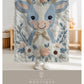 Babydecke im Stickerei Look • Kuh mit Blumen • Weiche Kuscheldecke • Kinderzimmer Deko • Babyparty Geschenk