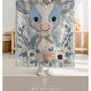 Babydecke im Stickerei Look • Kuh mit Blumen • Weiche Kuscheldecke • Kinderzimmer Deko • Babyparty Geschenk