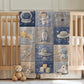 Patchwork Look Babydecke • Weltraum Space Astronaut • Quilt Look • Neutrale Babyzimmer-Deko • Neugeborenen-Decke • Boutique Babygeschenk