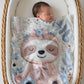 Embroidered Look Baby Blanket • Sloth Floral • Neutral Nursery Decor • Soft Newborn Blanket • Boutique Baby Gift