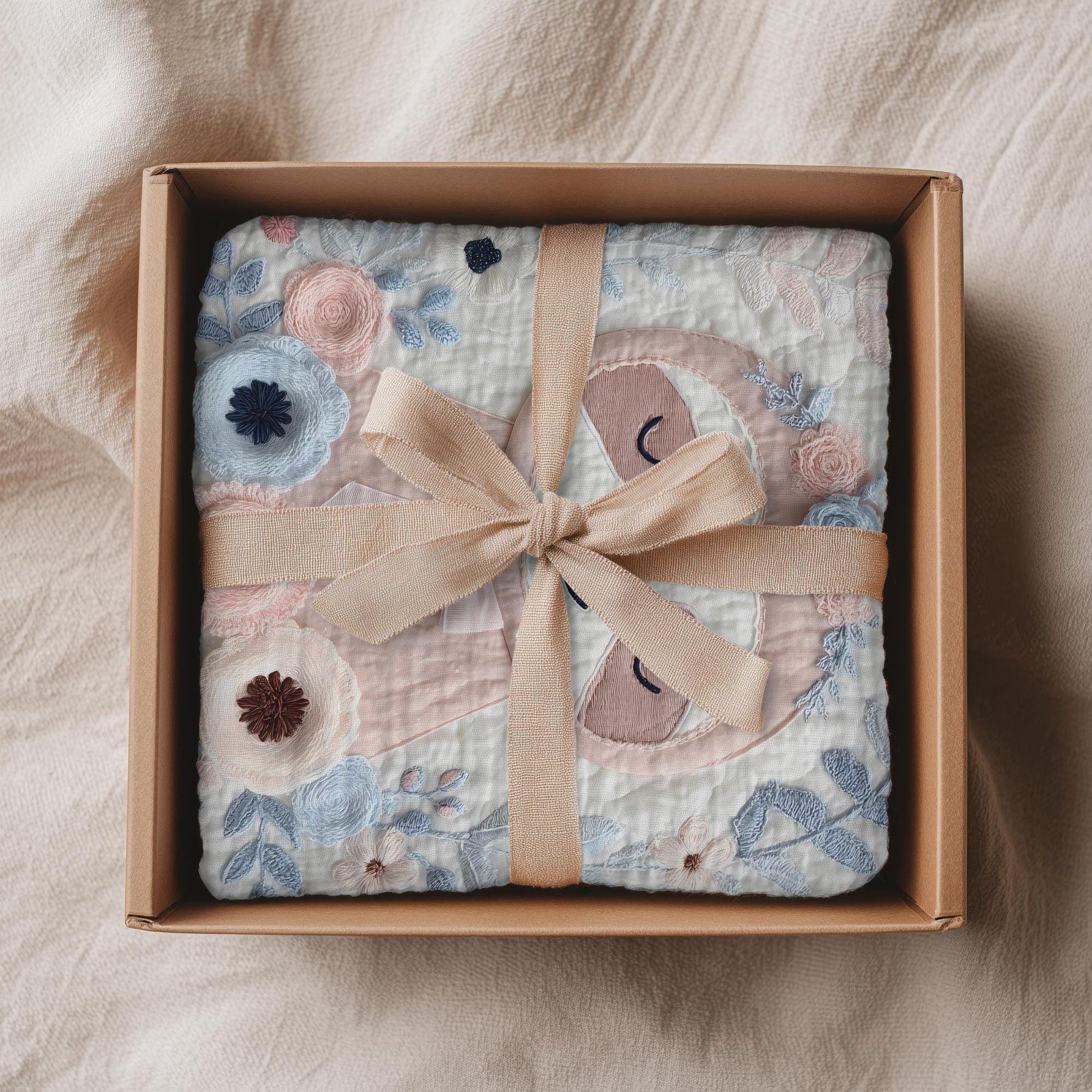 Embroidered Look Baby Blanket • Sloth Floral • Neutral Nursery Decor • Soft Newborn Blanket • Boutique Baby Gift