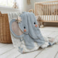 Soft embroidered-look baby blanket featuring a calm pastel elephant in a timeless quilted style. Designed to celebrate a baby’s first birthday or to create a meaningful personalized keepsake, this blanket blends gentle nursery aesthetics with a boutique embroidered appearance.