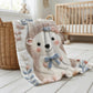 Hedgehog blanket with embroidered-look details in soft neutral colors. A cozy newborn blanket and timeless boutique baby gift.