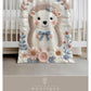 Hedgehog blanket with embroidered-look details in soft neutral colors. A cozy newborn blanket and timeless boutique baby gift.