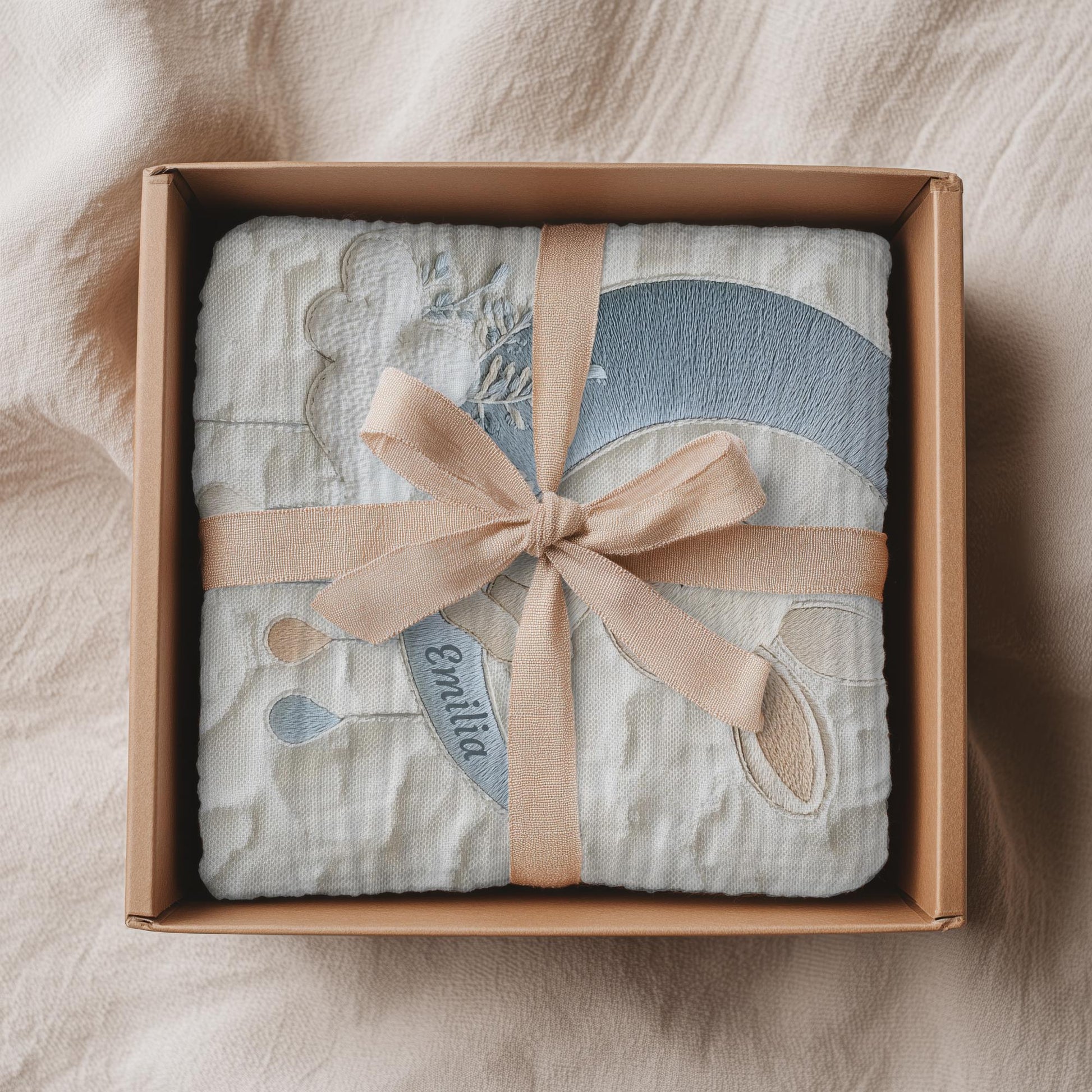 This personalized bunny woodland baby blanket features a timeless embroidered-look design that feels soft, calm, and beautifully refined. Made to be both cozy and meaningful, it’s a keepsake blanket parents will treasure.