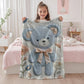 Personalized Embroidered-look teddy bear baby blanket with pastel florals. Neutral tones, cozy fabric — a boutique newborn gift for calm, modern nursery decor.