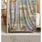 Personalized patchwork look baby blanket with name and sweet safari animals like lion, elephant and monkey in a soft quilt style design.