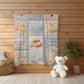 Personalized patchwork look baby blanket with name and sweet underwater motifs like fish, whale, octopus and mermaid in a soft quilt style design.