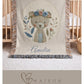 Personalized Bear woven cotton baby blanket with a calm floral bear design. Neutral nursery decor and a timeless heirloom newborn gift