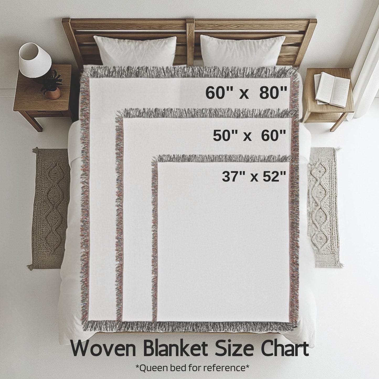 Personalized woven baby blanket featuring a calm mermaid design. Ocean under the sea nursery decor, crafted as a soft cotton tapestry keepsake.