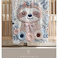 Embroidered Look Baby Blanket • Sloth Floral • Neutral Nursery Decor • Soft Newborn Blanket • Boutique Baby Gift