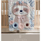 Embroidered Look Baby Blanket • Sloth Floral • Neutral Nursery Decor • Soft Newborn Blanket • Boutique Baby Gift