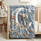 Soft embroidered-look teddy bear baby blanket with pastel florals. Neutral tones, cozy fabric — a boutique newborn gift for calm, modern nursery decor.