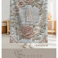 Personalized floral monogram baby blanket with elegant embroidered-look design. Soft, cozy fabric in calm neutral tones — a timeless nursery gift.