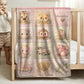 Personalized patchwork look baby blanket featuring a soft safari-inspired quilt design in calm, neutral tones.