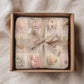 Personalized patchwork look baby blanket featuring a soft safari-inspired quilt design in calm, neutral tones