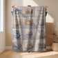 This personalized ocean baby quilt look blanket is custom made with your baby’s name and features a calm patchwork look in beige, sand and blue tones.