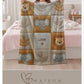 Personalized patchwork look baby blanket with name, lion and elephant in a soft safari quilt design. Cozy newborn blanket and baby gift.