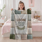 Baby blanket with quote and name in a patchwork quilt style. A soft, meaningful keepsake blanket for newborns and baby gifts.