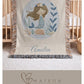Personalized woven baby blanket featuring a calm mermaid design. Ocean under the sea nursery decor, crafted as a soft cotton tapestry keepsake.
