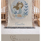 Personalized woven baby blanket featuring a calm mermaid design. Ocean under the sea nursery decor, crafted as a soft cotton tapestry keepsake.