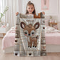 Personalized deer baby blanket with name and patchwork quilt look. Choose between the large Velveteen blanket or the small Minky Lovey security blanket.