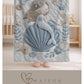 Soft embroidered-look mermaid baby blanket with a calm mermaid seashell design and pastel florals. Neutral tones, cozy fabric — a boutique newborn gift for serene, modern nursery decor.