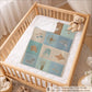 Personalized Baby Blanket in Patchwork Quilt Look with Sea Animals. Neutral Colors with Name.