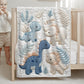 Personalized Dinosaur Baby Blanket with Name. Soft natural colors, embroidered-look design – a loving gift for a newborn or baptism.