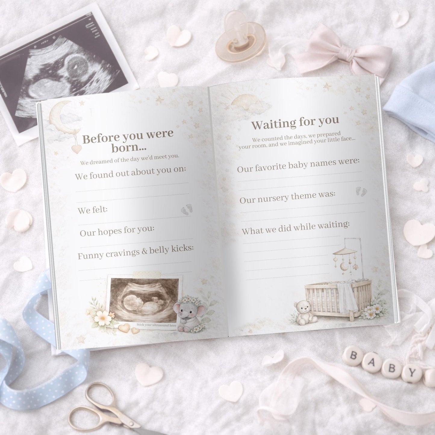 Personalized Baby Memory Book • First Year Keepsake Album • Custom Printed Newborn Gift • Exclusive by MaisonPetiteLumiere