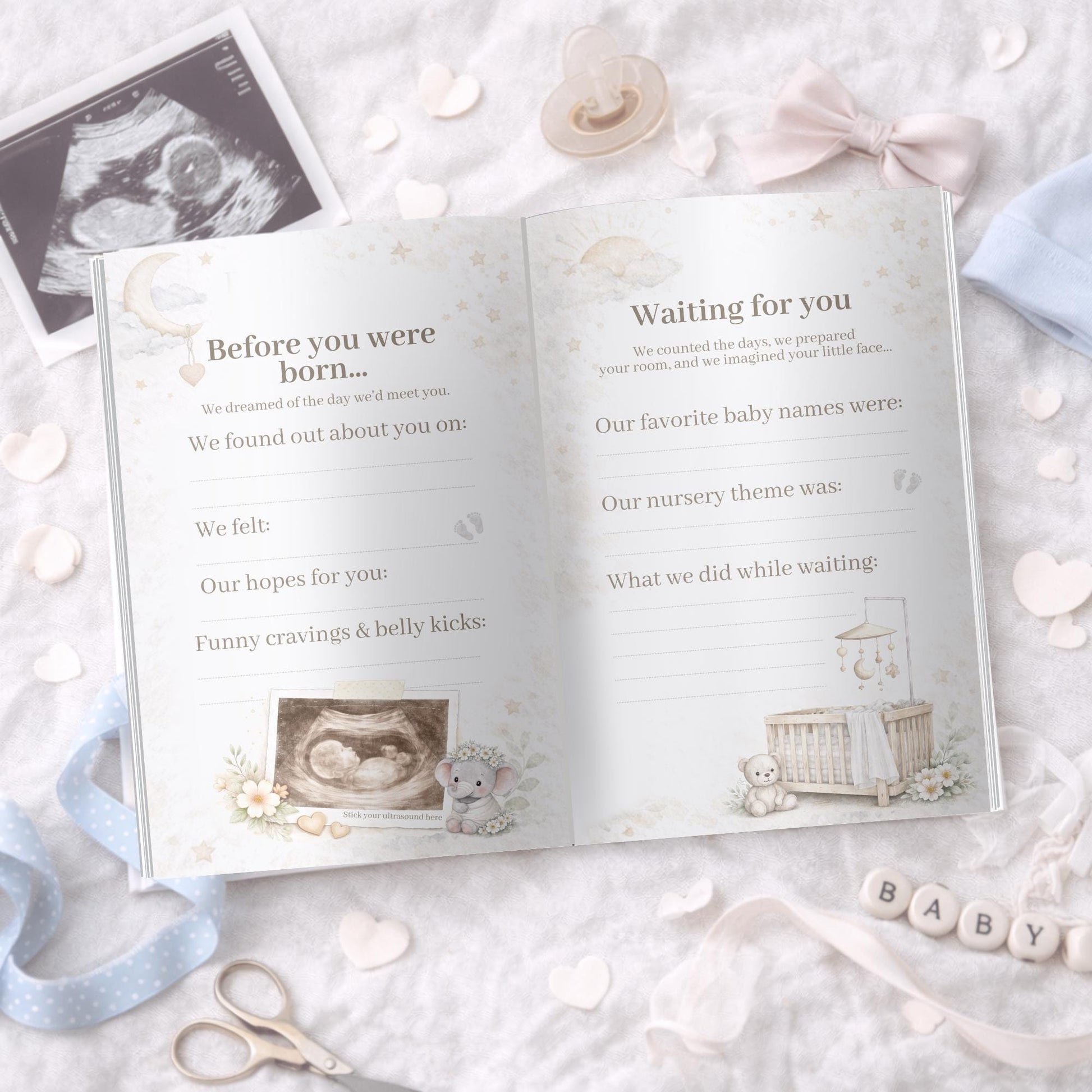 Personalized Baby Memory Book • First Year Keepsake Album • Custom Printed Newborn Gift • Exclusive by MaisonPetiteLumiere