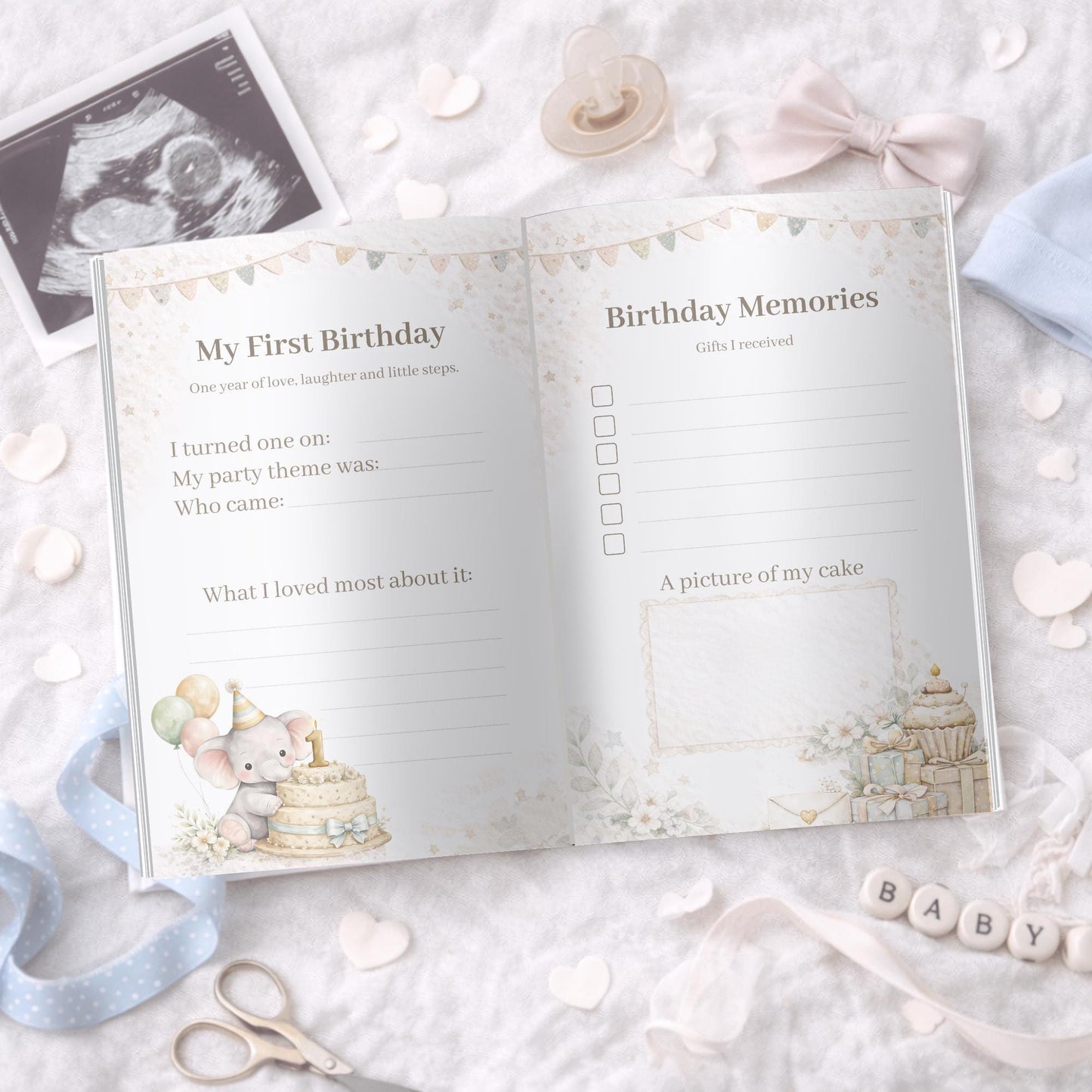 Personalized Baby Memory Book • First Year Keepsake Album • Custom Printed Newborn Gift • Exclusive by MaisonPetiteLumiere