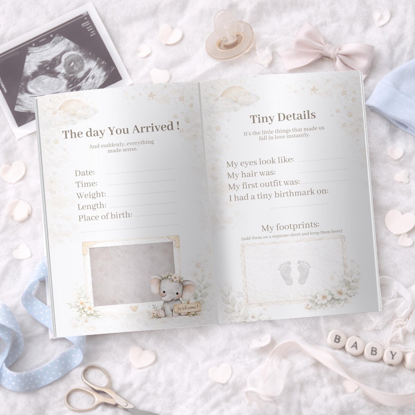 Personalized Baby Memory Book • First Year Keepsake Album • Custom Printed Newborn Gift • Exclusive by MaisonPetiteLumiere