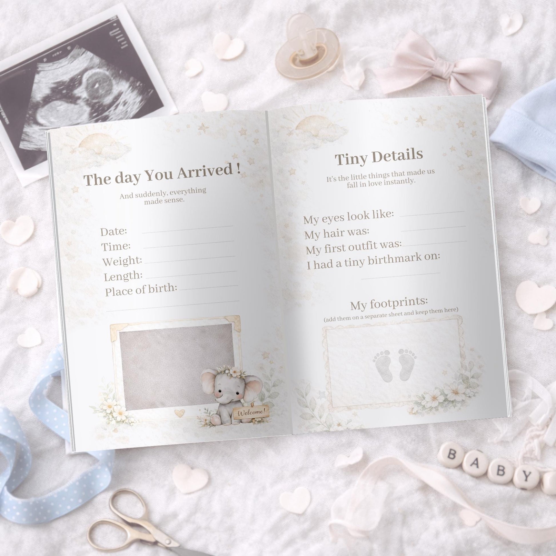 Personalized Baby Memory Book • First Year Keepsake Album • Custom Printed Newborn Gift • Exclusive by MaisonPetiteLumiere