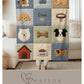 Personalized baby blanket in a patchwork design with sweet dog motifs in calm neutral tones. Printed quilt look for cozy modern nurseries.
