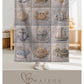 This personalized ocean baby quilt look blanket is custom made with your baby’s name and features a calm patchwork look in beige, sand and blue tones.