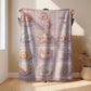 A personalized pink ocean baby quilt blanket with your baby’s name, designed in a soft patchwork look with gentle mermaid-inspired sea motifs.