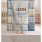 Personalized baby blanket with name in a soft patchwork quilt look. Neutral, lightweight and cozy – a timeless newborn or baby shower gift.