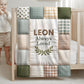 Baby blanket with quote and name in a patchwork quilt style. A soft, meaningful keepsake blanket for newborns and baby gifts.