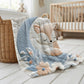 Personalized fox baby blanket with name - embroidered-look details in soft neutral colors. A cozy newborn blanket and timeless boutique baby gift.